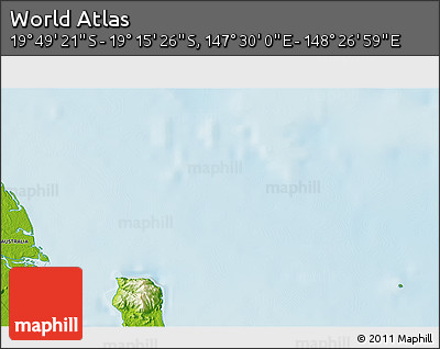 Physical 3D Map of the Area around 19° 32' 24" S, 147° 58' 29" E