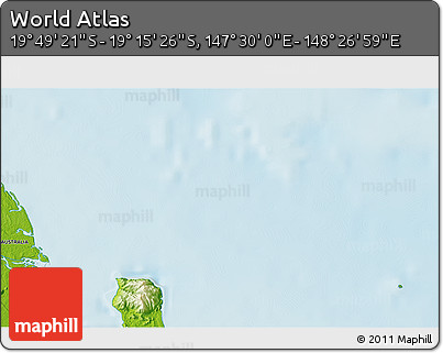 Physical 3D Map of the Area around 19° 32' 24" S, 147° 58' 29" E