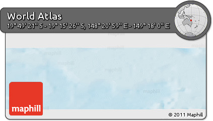 Physical Panoramic Map of the Area around 19° 32' 24" S, 148° 49' 29" E