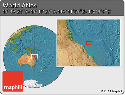 Satellite Location Map of the Area around 19° 32' 24" S, 149° 40' 30" E