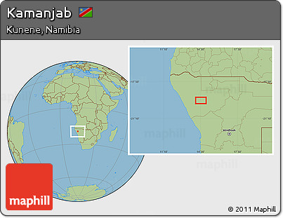 Savanna Style Location Map of Kamanjab