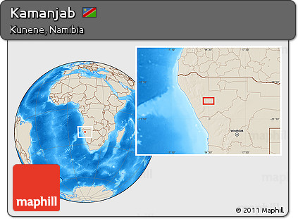 Shaded Relief Location Map of Kamanjab