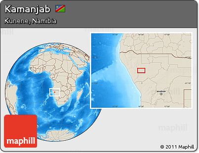 Shaded Relief Location Map of Kamanjab