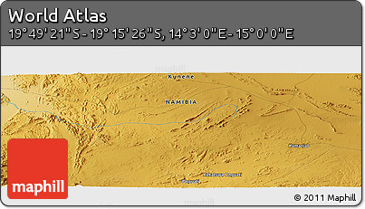 Physical Panoramic Map of the Area around 19° 32' 24" S, 14° 31' 30" E