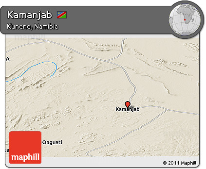 Shaded Relief Panoramic Map of Kamanjab