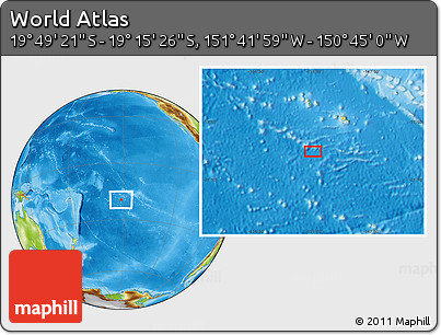 Physical Location Map of the Area around 19° 32' 24" S, 151° 13' 29" W