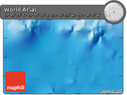 Shaded Relief Map of the Area around 19° 32' 24" S, 151° 13' 29" W