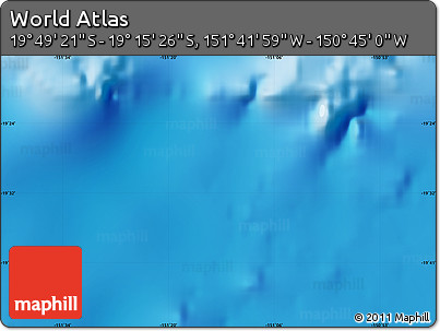 Shaded Relief Map of the Area around 19° 32' 24" S, 151° 13' 29" W