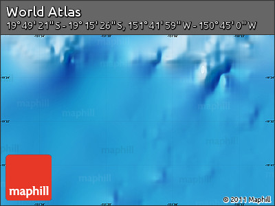 Shaded Relief Map of the Area around 19° 32' 24" S, 151° 13' 29" W