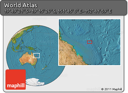 Satellite Location Map of the Area around 19° 32' 24" S, 152° 13' 29" E