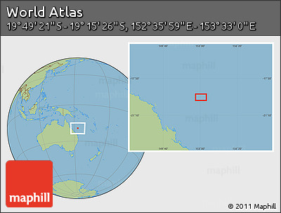 Savanna Style Location Map of the Area around 19° 32' 24" S, 153° 4' 29" E