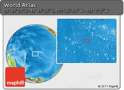 Physical Location Map of the Area around 19° 32' 24" S, 155° 28' 29" W
