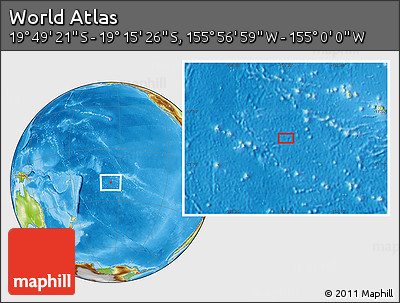 Physical Location Map of the Area around 19° 32' 24" S, 155° 28' 29" W