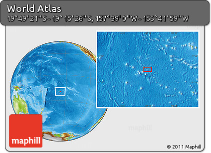 Physical Location Map of the Area around 19° 32' 24" S, 157° 10' 30" W
