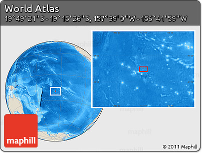 Shaded Relief Location Map of the Area around 19° 32' 24" S, 157° 10' 30" W