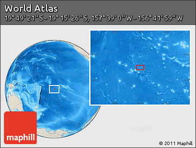 Shaded Relief Location Map of the Area around 19° 32' 24" S, 157° 10' 30" W
