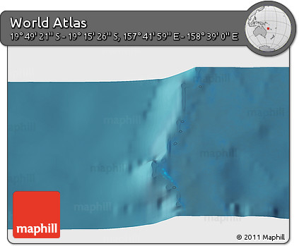 Satellite 3D Map of the Area around 19° 32' 24" S, 158° 10' 30" E