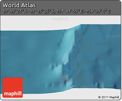 Satellite 3D Map of the Area around 19° 32' 24" S, 158° 10' 30" E