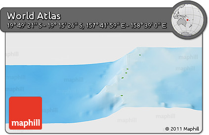 Physical Panoramic Map of the Area around 19° 32' 24" S, 158° 10' 30" E