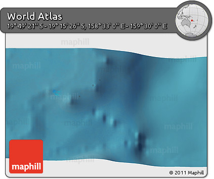Satellite 3D Map of the Area around 19° 32' 24" S, 159° 1' 30" E