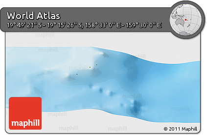 Physical Panoramic Map of the Area around 19° 32' 24" S, 159° 1' 30" E