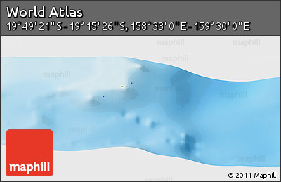 Physical Panoramic Map of the Area around 19° 32' 24" S, 159° 1' 30" E