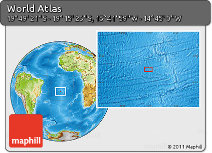 Physical Location Map of the Area around 19° 32' 24" S, 15° 13' 29" W