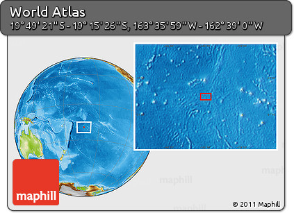 Physical Location Map of the Area around 19° 32' 24" S, 163° 7' 30" W