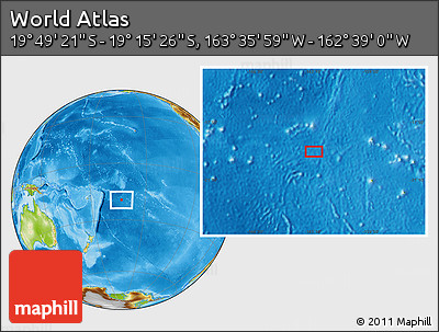 Physical Location Map of the Area around 19° 32' 24" S, 163° 7' 30" W