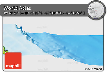 Physical Panoramic Map of the Area around 19° 32' 24" S, 164° 7' 30" E