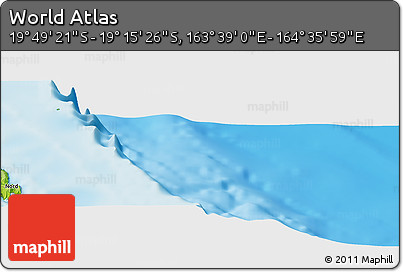 Physical Panoramic Map of the Area around 19° 32' 24" S, 164° 7' 30" E