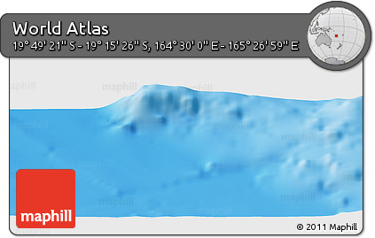 Physical Panoramic Map of the Area around 19° 32' 24" S, 164° 58' 29" E