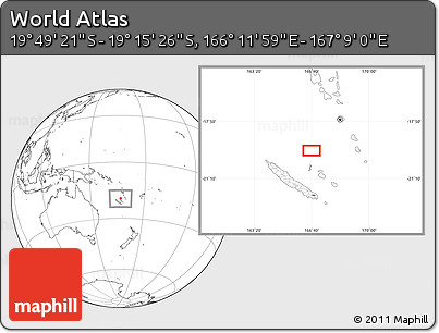 Blank Location Map of the Area around 19° 32' 24" S, 166° 40' 30" E