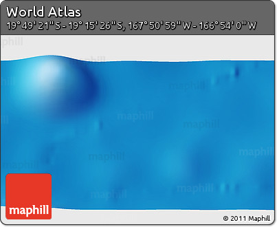 Physical 3D Map of the Area around 19° 32' 24" S, 167° 22' 30" W