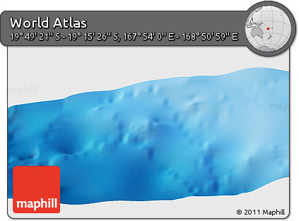 Physical Panoramic Map of the Area around 19° 32' 24" S, 168° 22' 30" E