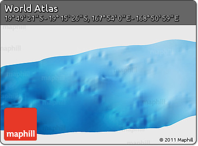 Physical Panoramic Map of the Area around 19° 32' 24" S, 168° 22' 30" E