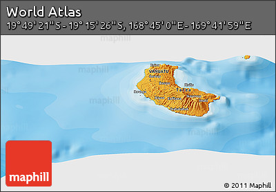 Political Panoramic Map of the Area around 19° 32' 24" S, 169° 13' 29" E