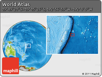 Physical Location Map of the Area around 19° 32' 24" S, 172° 28' 29" W