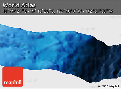 Shaded Relief Panoramic Map of the Area around 19° 32' 24" S, 173° 19' 29" W