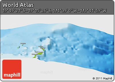 Physical Panoramic Map of the Area around 19° 32' 24" S, 174° 10' 30" W