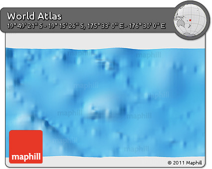 Shaded Relief 3D Map of the Area around 19° 32' 24" S, 176° 1' 30" E