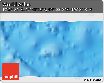 Shaded Relief 3D Map of the Area around 19° 32' 24" S, 176° 1' 30" E
