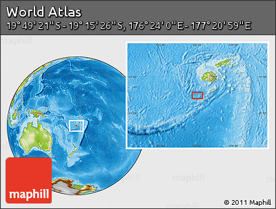 Physical Location Map of the Area around 19° 32' 24" S, 176° 52' 30" E