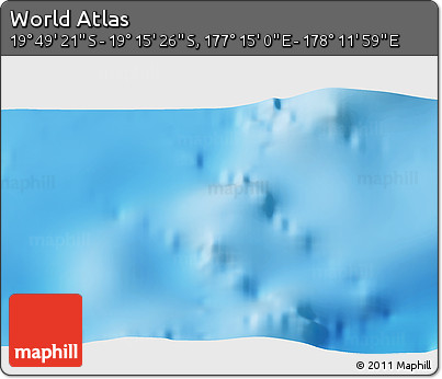 Shaded Relief 3D Map of the Area around 19° 32' 24" S, 177° 43' 29" E