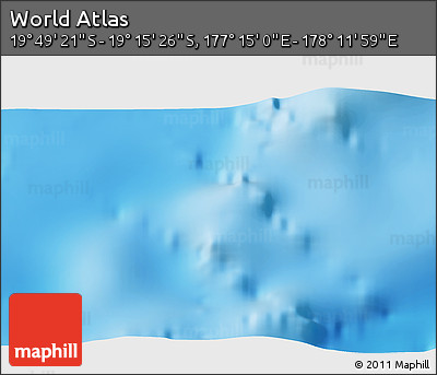 Shaded Relief 3D Map of the Area around 19° 32' 24" S, 177° 43' 29" E