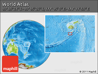 Physical Location Map of the Area around 19° 32' 24" S, 177° 43' 29" E