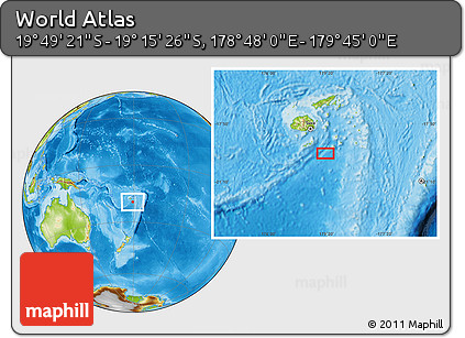 Physical Location Map of the Area around 19° 32' 24" S, 179° 16' 30" E