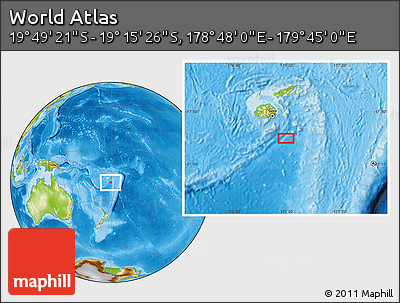 Physical Location Map of the Area around 19° 32' 24" S, 179° 16' 30" E