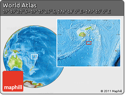 Physical Location Map of the Area around 19° 32' 24" S, 179° 16' 30" E