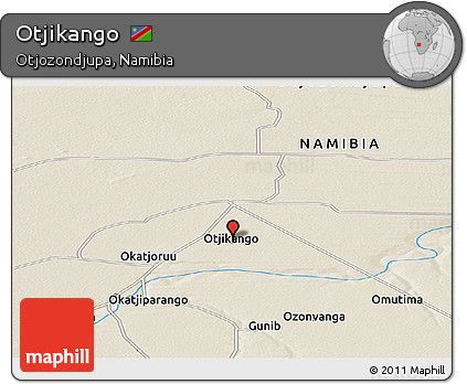 Shaded Relief Panoramic Map of Otjikango